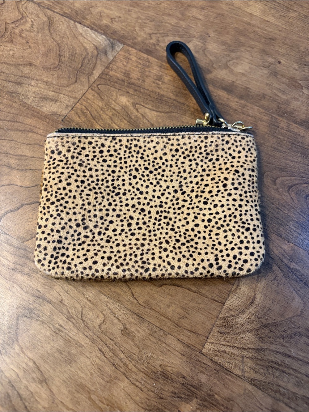 Linea Pelle Leopard-Print Wristlet in Tan and Black